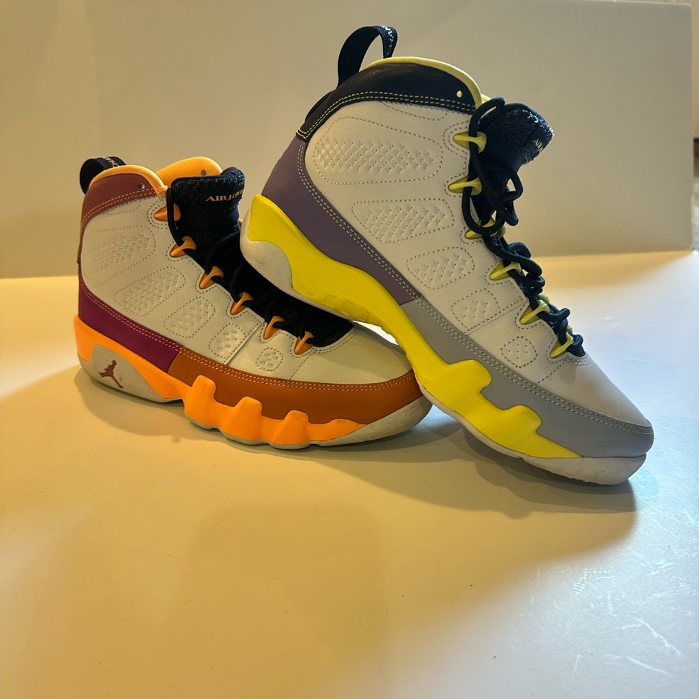 Jordan Kids White Yellow Orange Purple Retro Sneakers